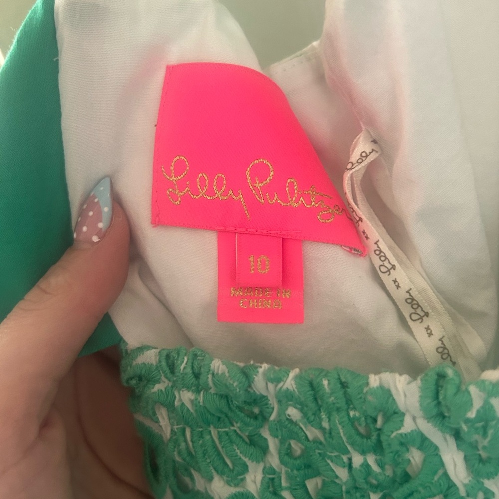 LILY PULITZER Green Floral Spaghetti Strap Dress - Picture 3 of 4